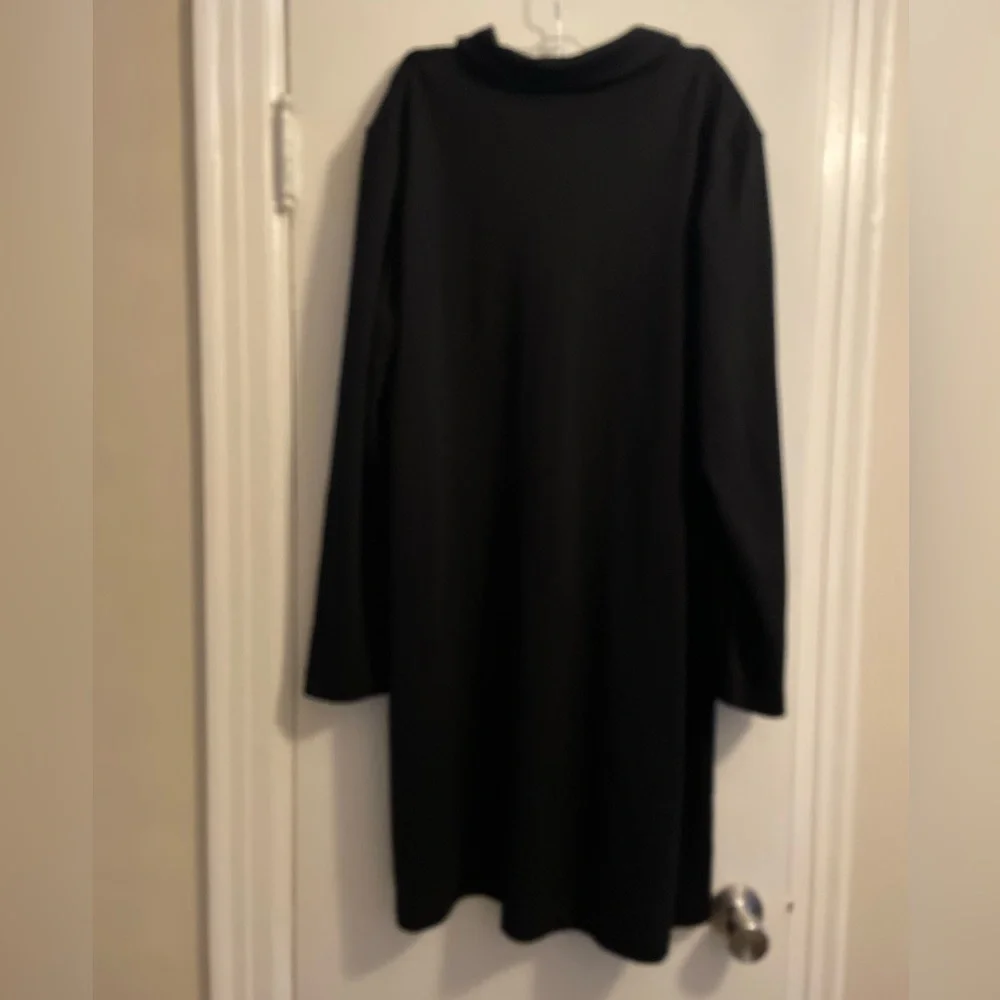 NWT Susan Graver Black Long Sleeve Collar Shift Dress Size Extra Large - Picture 5 of 7